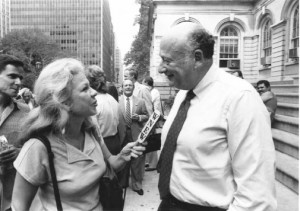 Peggy Stockton, WNEW, with NYC Mayor Edward Kotch